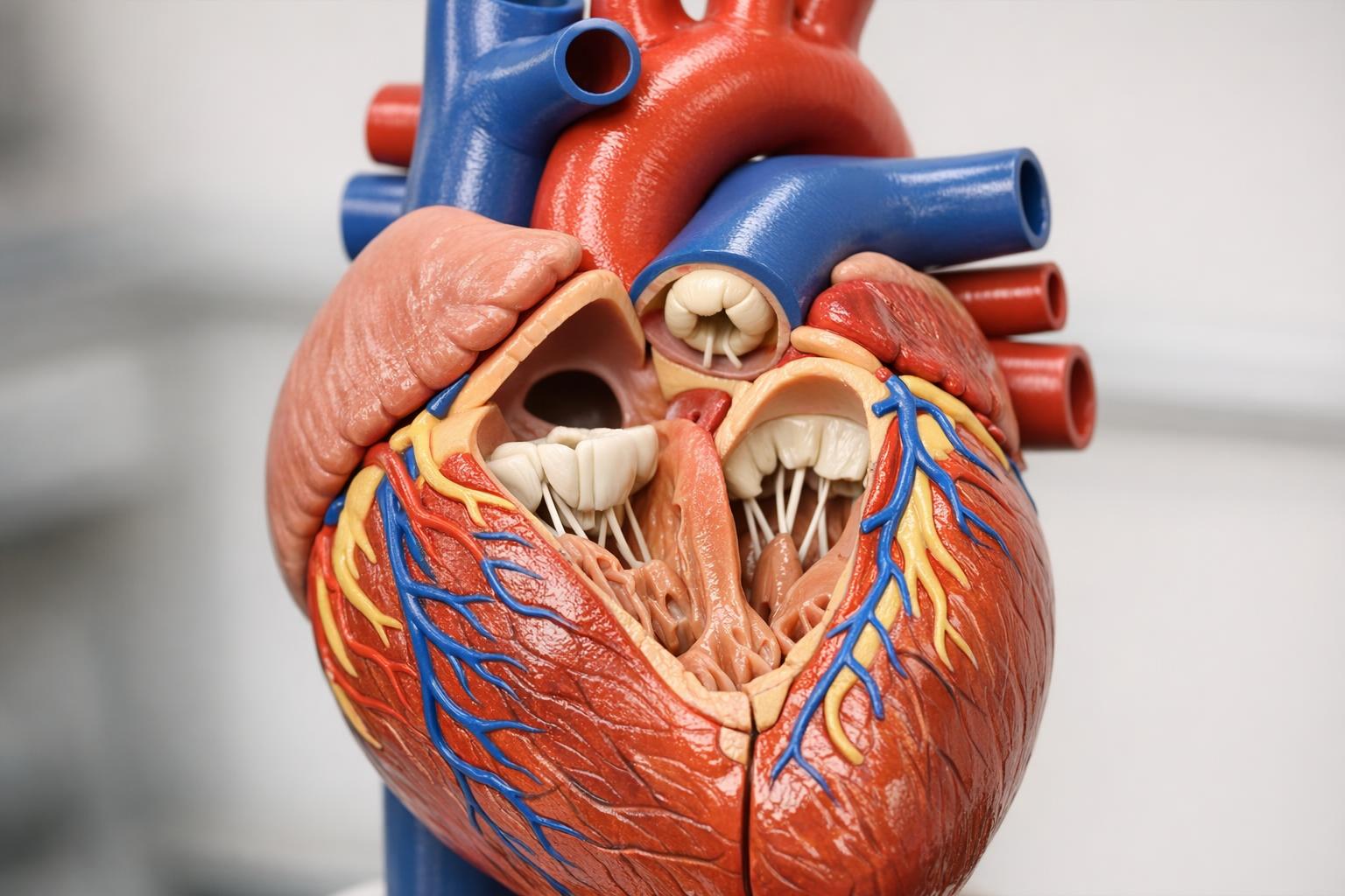 Zbliżenie na model serca do nauki anatomii